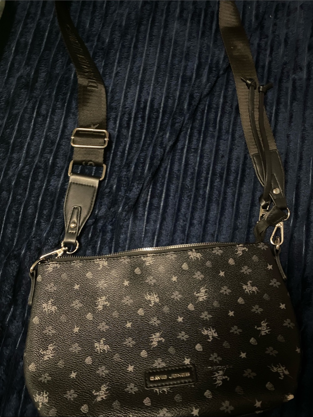 Black Crossbody Bag with Star Print